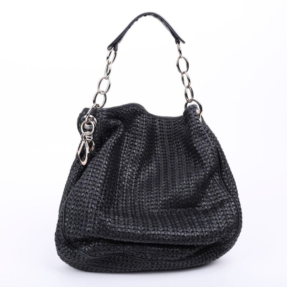 Christian Dior Lady Dior Soft Hobo 2007 Collection by John Galliano Black Y2K